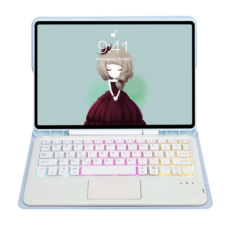 T07B-AS Skin Feel Pen Slot Touch Pad Bluetooth Keyboard Leather Tablet Case, For iPad 9.7 2018&2017 / Pro 9.7 / Air 2, For iPad 10.2 2021&2020&2019/Air 2019/Pro 10.5, For iPad Air 11 2025 / 2024 / Pro 11 2021&2020&2018                                  ...