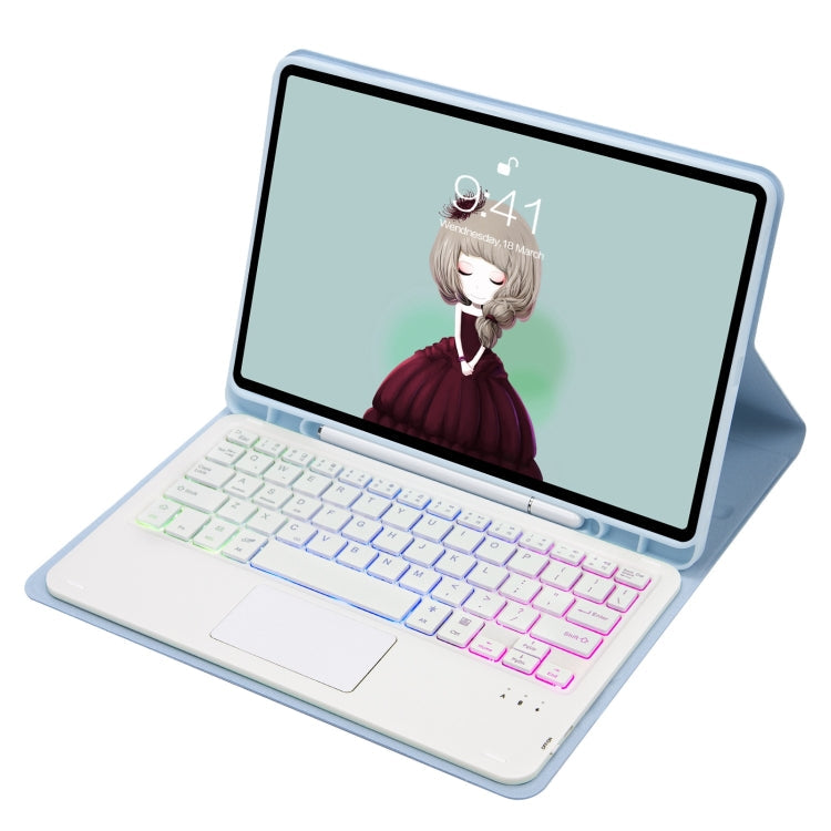 T07B-AS Skin Feel Pen Slot Touch Pad Bluetooth Keyboard Leather Tablet Case, For iPad 9.7 2018&2017 / Pro 9.7 / Air 2, For iPad 10.2 2021&2020&2019/Air 2019/Pro 10.5, For iPad Air 11 2025 / 2024 / Pro 11 2021&2020&2018                                  ...