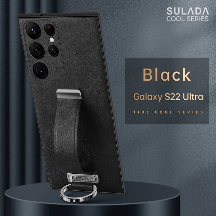 For Samsung Galaxy S22 Ultra 5G SULADA Cool Series PC + Leather Texture Skin Feel Shockproof Phone Case(Black)