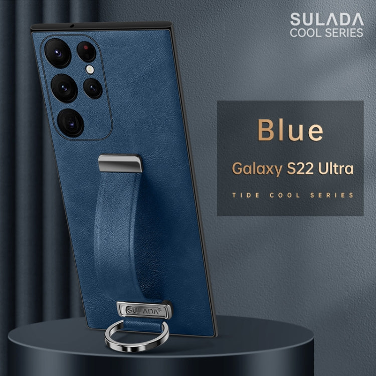 For Samsung Galaxy S22 Ultra 5G SULADA Cool Series PC + Leather Texture Skin Feel Shockproof Phone Case(Blue)