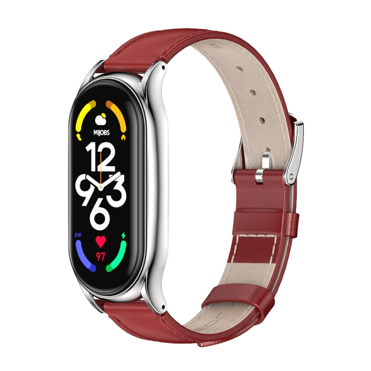 MIJOBS Plus Genuine Leather Watch Band, For Xiaomi Mi Band 7 / 7 NFC