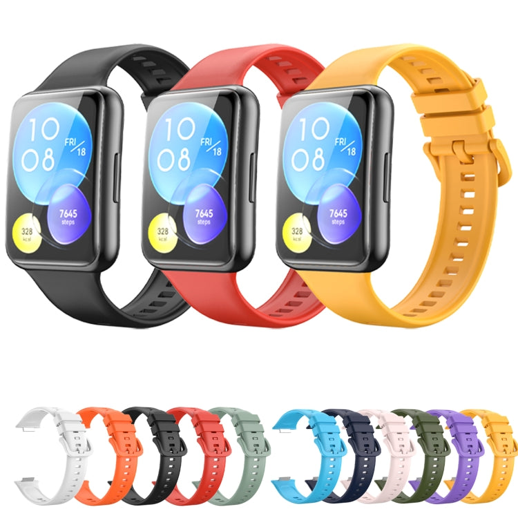 For Huawei Watch Fit 2 Solid Color Silicone Watch Band(Orange)