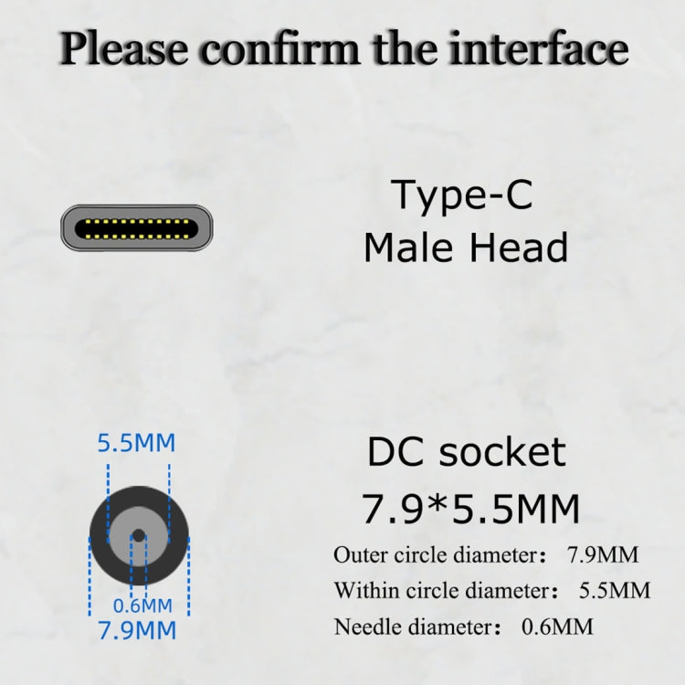 JORINDO 45W DC 7.9 x 5.5mm Female Socket to USB-C / Type-C Male Plug Power Adapter Converter For Notebook