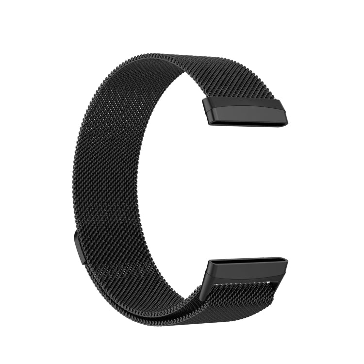 For Fitbit  Versa 4 / 3 Milanese Magnetic Metal Weave Watchband, Large Size (Black)