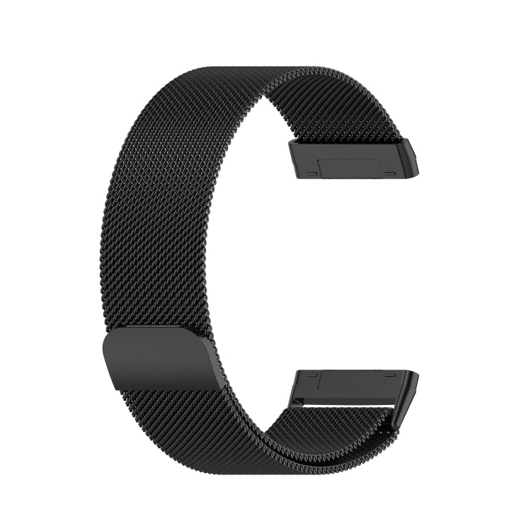For Fitbit  Versa 4 / 3 Milanese Magnetic Metal Weave Watchband, Large Size (Black)