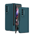 Macaron Hinge Phone Case with Stylus Pen Fold Edition & Protective Film, For Samsung Galaxy Z Fold3 5G