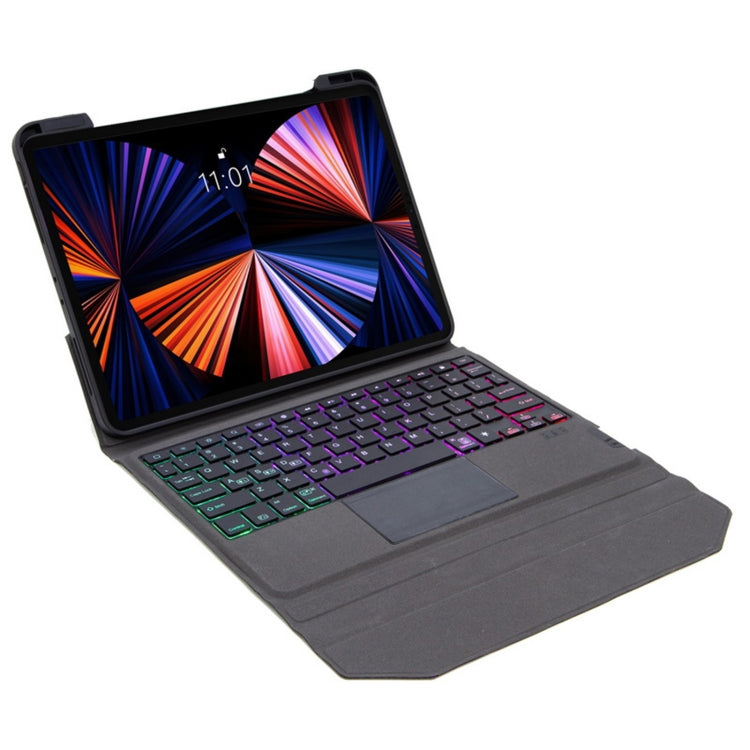 T01S Integrated Bluetooth Keyboard Leather Case with Backlight & Touchpad & Holder For iPad Pro 11 2021 / 2020 / 2018(Black)