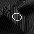 For Samsung Galaxy S22 Ultra 5G Carbon Fiber Texture MagSafe Magnetic Phone Case(Black)