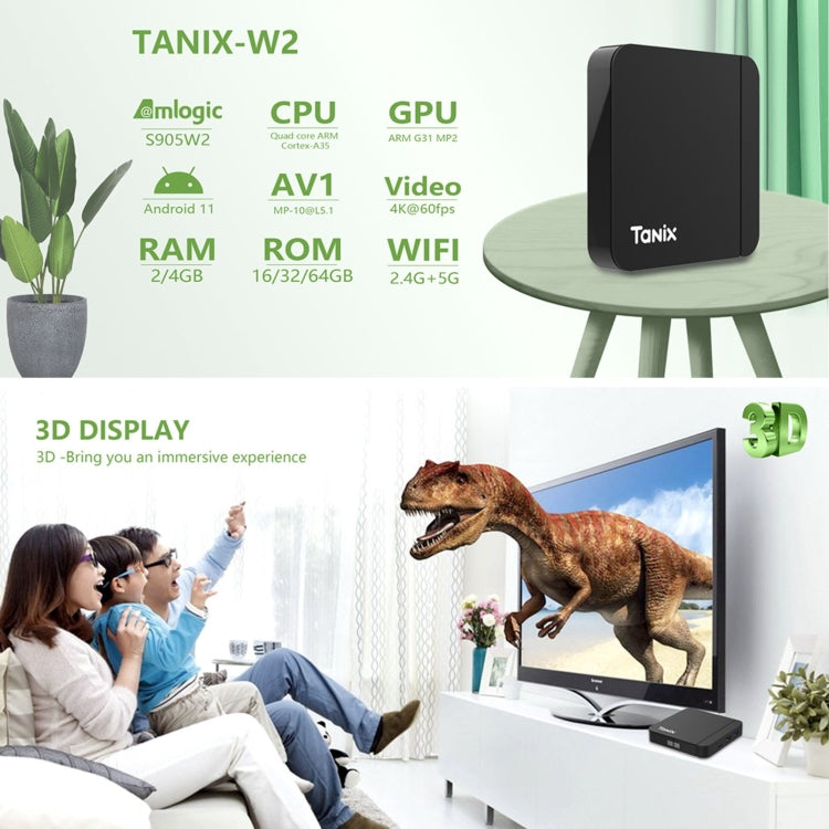 Tanix W2 Amlogic S905 Quad Core Smart TV Set Top Box, RAM:4G+32G With Dual Wifi/BT(UK Plug)