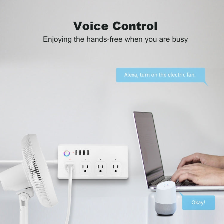 SM-SO301-U 2500W 4 Holes + 4 USB Smart Power Strip, US Plug, ZigBee 10A, WiFi 10A