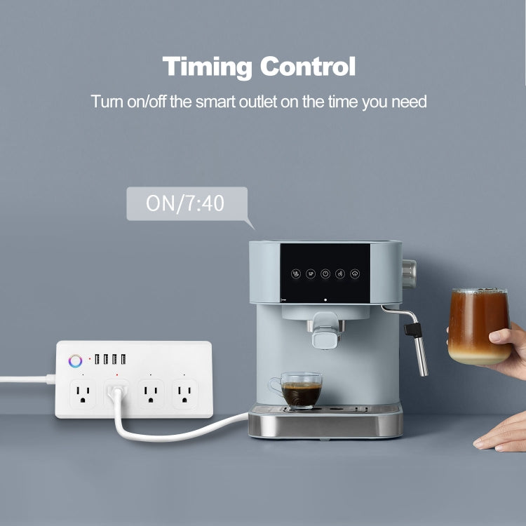 SM-SO301-U 2500W 4 Holes + 4 USB Smart Power Strip, US Plug, ZigBee 10A, WiFi 10A