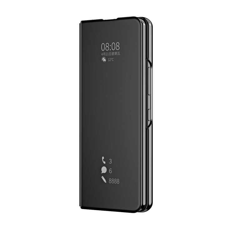 For Samsung Galaxy Z Fold4 Double Electroplating Flip Mirror Shockproof Phone Case(Black)