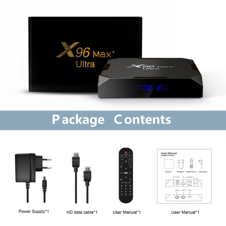 X96 Max+ Ultra Android 11 TV Box 4GB+64GB – Amlogic S905X4 8K EU Plug