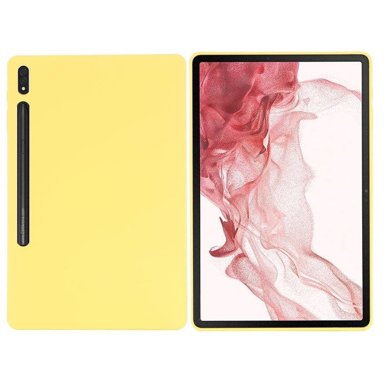 For Samsung Galaxy Tab S8+/Tab S7+/Tab S7 FE Pure Color Liquid Silicone Shockproof Full Coverage Tablet Case(Yellow)