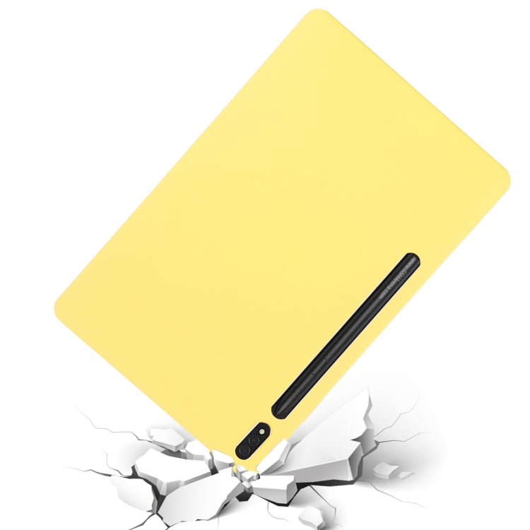 For Samsung Galaxy Tab S8+/Tab S7+/Tab S7 FE Pure Color Liquid Silicone Shockproof Full Coverage Tablet Case(Yellow)