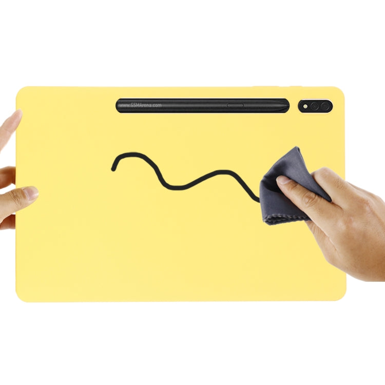 For Samsung Galaxy Tab S8+/Tab S7+/Tab S7 FE Pure Color Liquid Silicone Shockproof Full Coverage Tablet Case(Yellow)