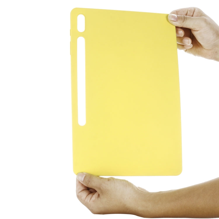 For Samsung Galaxy Tab S8+/Tab S7+/Tab S7 FE Pure Color Liquid Silicone Shockproof Full Coverage Tablet Case(Yellow)