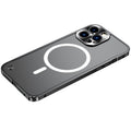 For iPhone 14 Pro Max Metal Frame Frosted PC Shockproof MagSafe Case (Black)