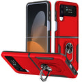 For Samsung Galaxy Z Flip4 Pioneer Armor PC + TPU Phone Case with Holder(Red Black)