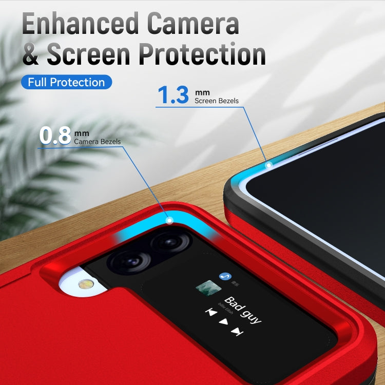 For Samsung Galaxy Z Flip4 Pioneer Armor PC + TPU Phone Case with Holder(Red Black)