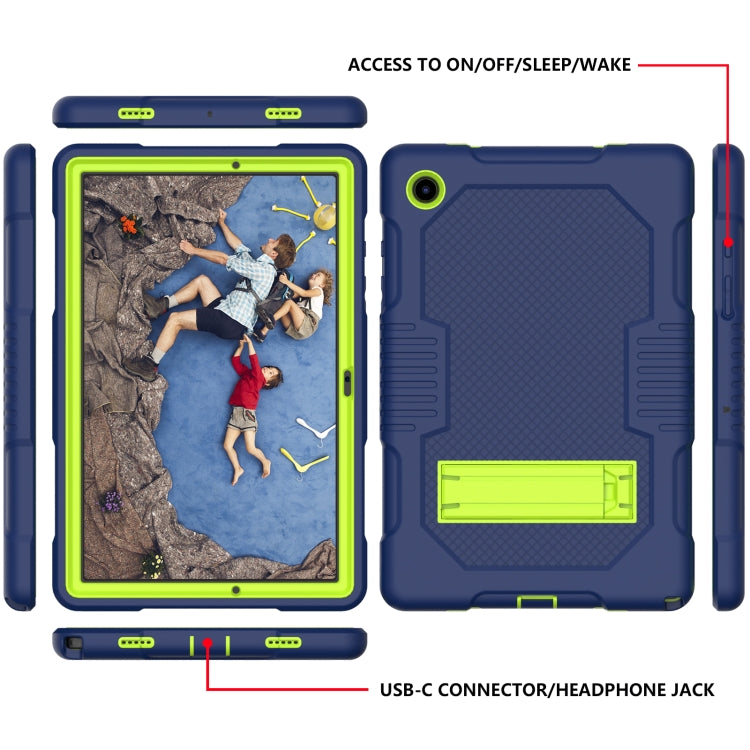 For Samsung Galaxy Tab A8 10.5 2021 X200 Contrast Color Robot Shockproof Silicone + PC Tablet Case(Navy Blue Yellow Green)