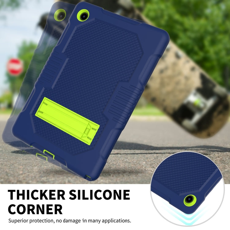 For Samsung Galaxy Tab A8 10.5 2021 X200 Contrast Color Robot Shockproof Silicone + PC Tablet Case(Navy Blue Yellow Green)