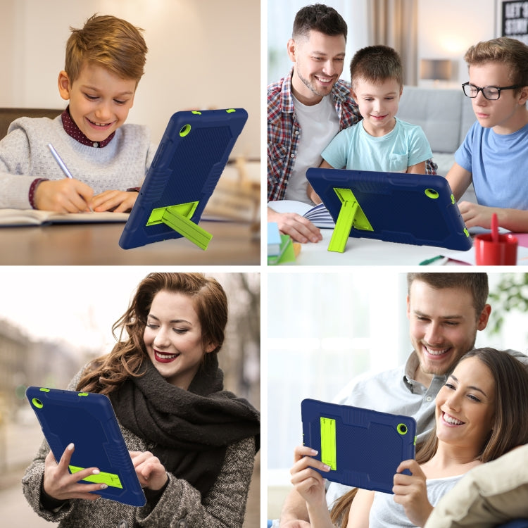 For Samsung Galaxy Tab A8 10.5 2021 X200 Contrast Color Robot Shockproof Silicone + PC Tablet Case(Navy Blue Yellow Green)