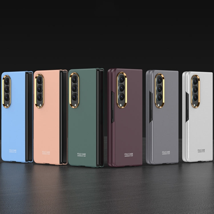For Samsung Galaxy Z Fold4 GKK Ultra-thin Electroplating Lens Frame Phone Case(Rose Gold)