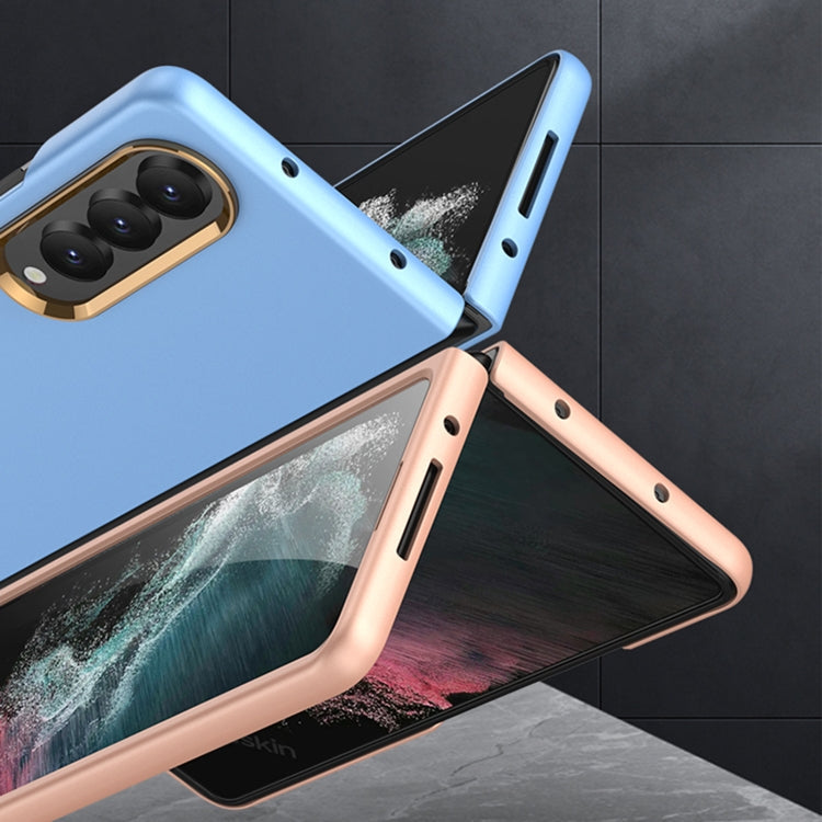 For Samsung Galaxy Z Fold4 GKK Ultra-thin Electroplating Lens Frame Phone Case(Rose Gold)