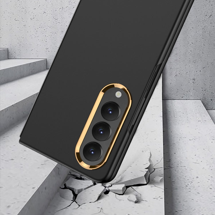 For Samsung Galaxy Z Fold4 GKK Ultra-thin Electroplating Lens Frame Phone Case(Rose Gold)