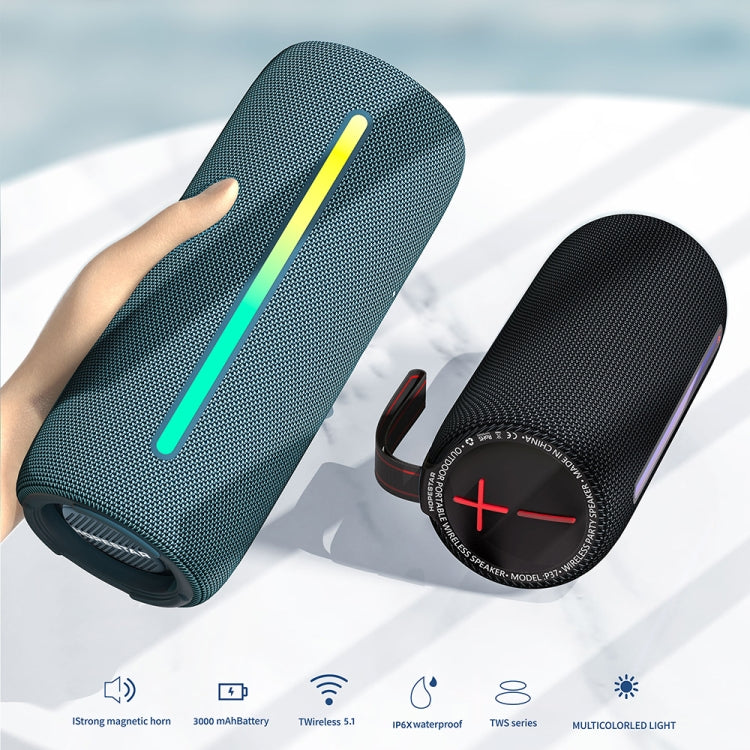 HOPESTAR P37 Outdoor Portable RGB Light Waterproof Wireless Bluetooth Speaker(Black)