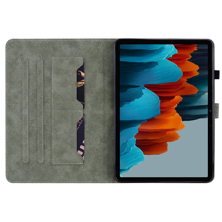 For Samsung Galaxy Tab S7? S8 Tiger Pattern Flip Leather Tablet Case(Dark Blue)
