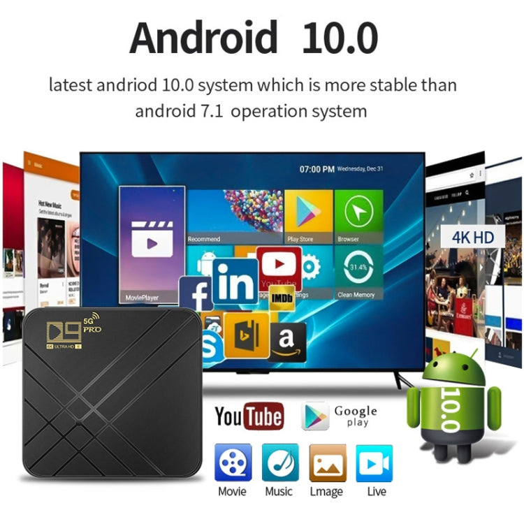 D9 PRO 2.4G/5G WIFI 4K HD Android TV Box, (US Plug)