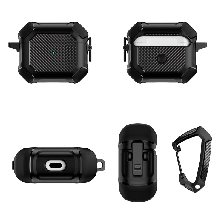Carbon Brazing Dimension TPU+PC Headphone Protective Cover with Switch Lock & Carabiner For AirPods 3(Purple)