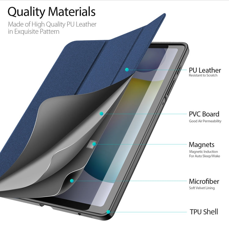 DUX DUCIS Domo Series Horizontal Flip Magnetic PU Leather Case with Three-folding Holder & Pen Slot, For Galaxy Tab S6 Lite 10.4 inch