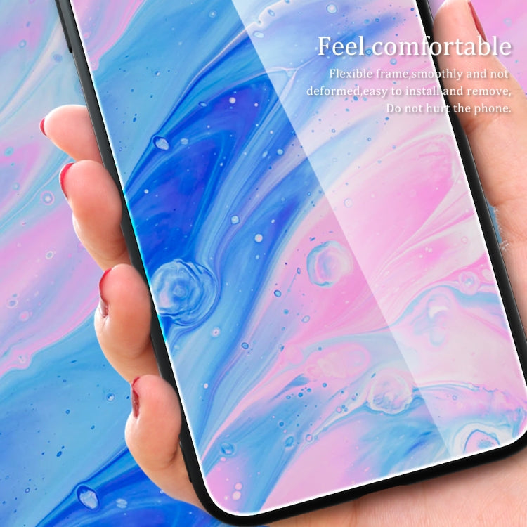 For iPhone 13 Marble Pattern Glass Protective Phone Case(Typhoon)