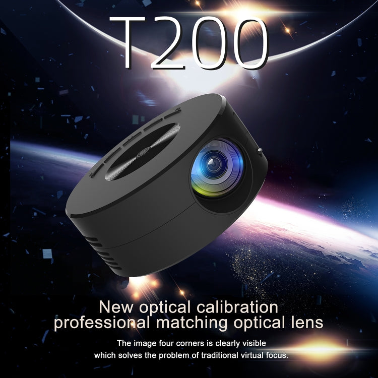 T200 1500LM 1920x1080P LED Mini Projector, UK Plug(Black)