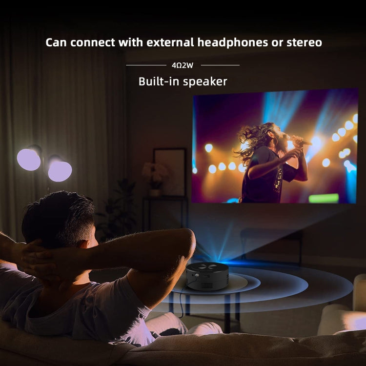 T200 1500LM 1920x1080P LED Mini Projector, UK Plug(Black)