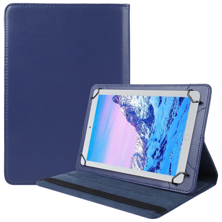 For 10 inch Tablet 360 Degree Rotation Litchi Texture Flip Leather Tablet Case(Blue)