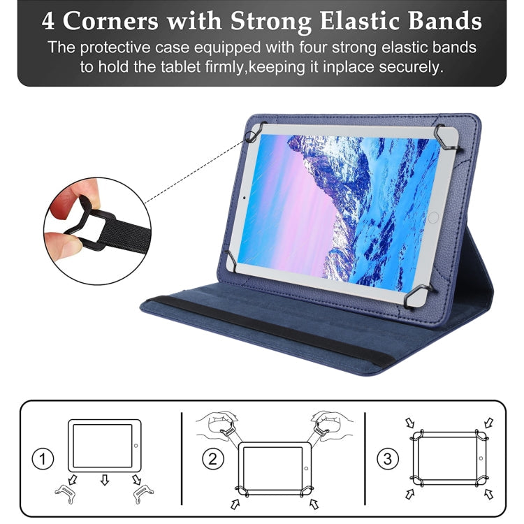 For 10 inch Tablet 360 Degree Rotation Litchi Texture Flip Leather Tablet Case(Blue)