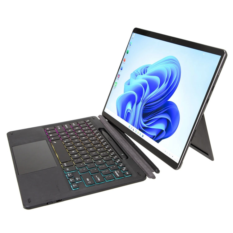 KF17S Tri-color Backlit Touch Bluetooth Keyboard, For Microsoft Surface Pro 8/Pro X