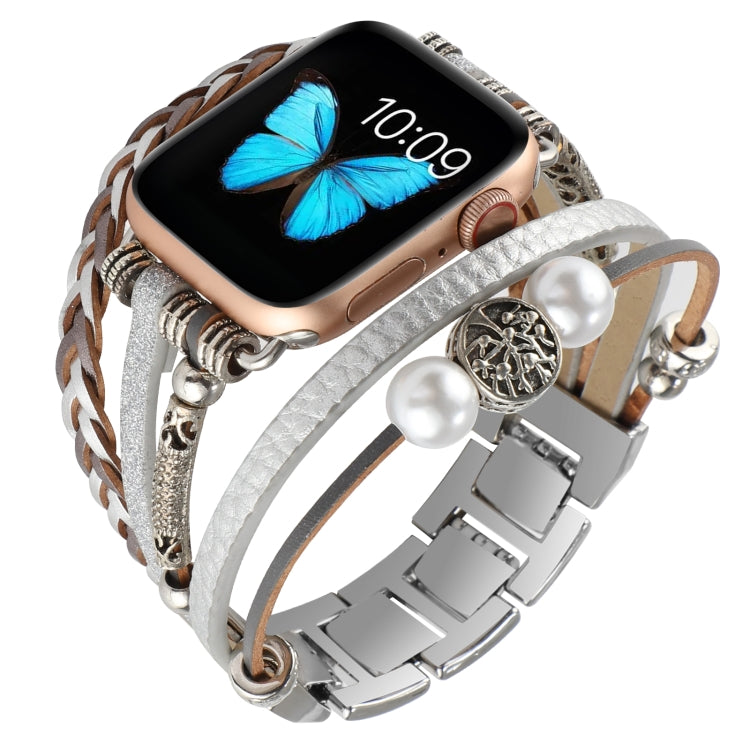 Jewelry Watch Band For Apple Watch Series 9&8&7 41mm / SE 3&SE 2&6&SE&5&4 40mm / 3&2&1 38mm(Silver)