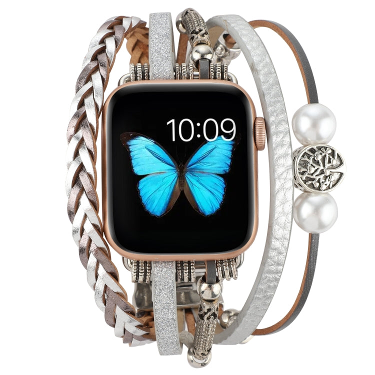 Jewelry Watch Band For Apple Watch Series 9&8&7 41mm / SE 3&SE 2&6&SE&5&4 40mm / 3&2&1 38mm(Silver)