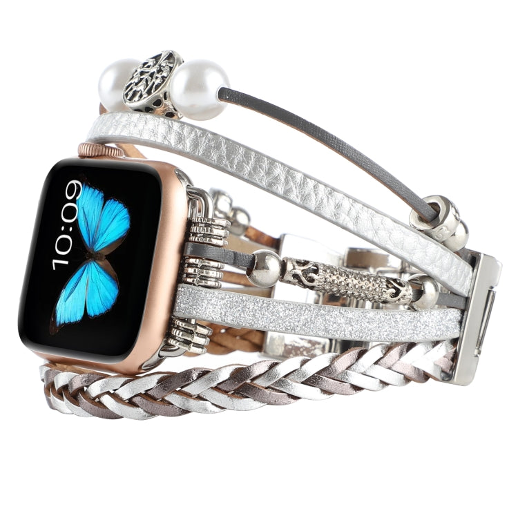 Jewelry Watch Band For Apple Watch Series 9&8&7 41mm / SE 3&SE 2&6&SE&5&4 40mm / 3&2&1 38mm(Silver)