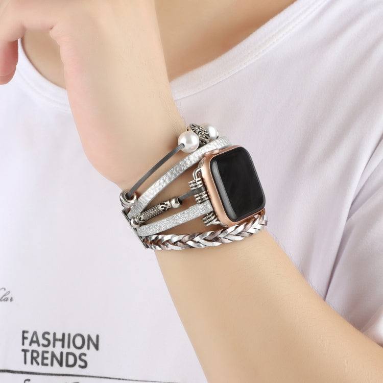 Jewelry Watch Band For Apple Watch Series 9&8&7 41mm / SE 3&SE 2&6&SE&5&4 40mm / 3&2&1 38mm(Silver)