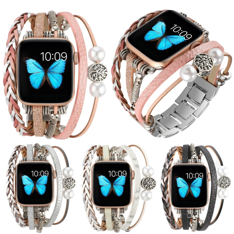 Jewelry Watch Band For Apple Watch Series 9&8&7 41mm / SE 3&SE 2&6&SE&5&4 40mm / 3&2&1 38mm(Silver)