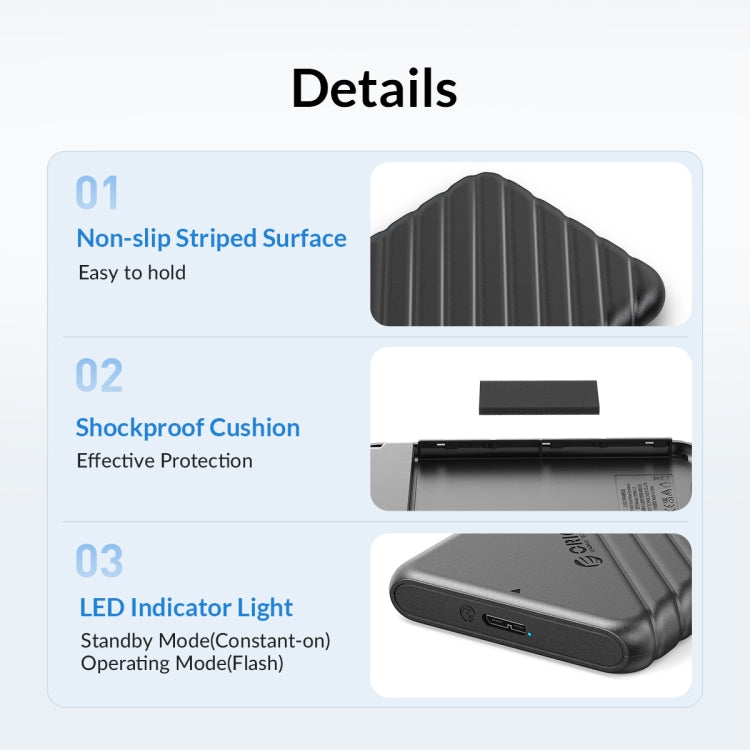 ORICO 25PW1C-C3 Type-C to Type-C 2.5 inch External Storage Hard Drive Case(Black)
