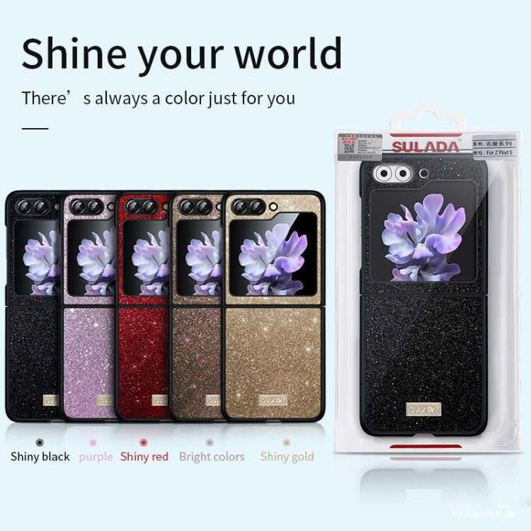 SULADA Shockproof TPU + Handmade Leather Phone Case, For Samsung Galaxy Z Flip5, For Samsung Galaxy Z Flip4