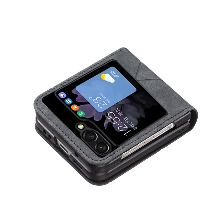 For Samsung Galaxy Z Flip5 Rhombus Texture Leather Phone Case(Black)