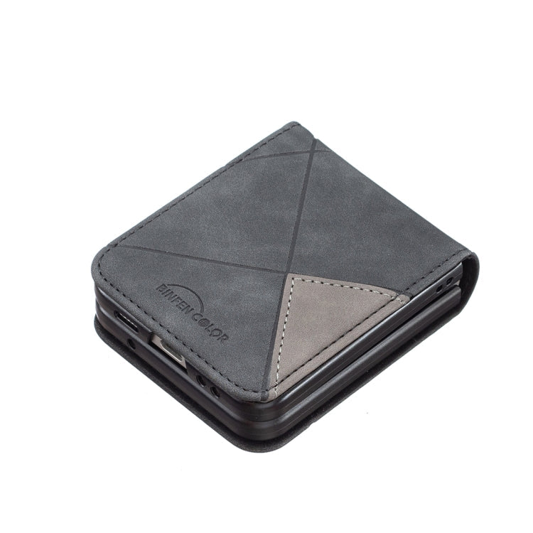 For Samsung Galaxy Z Flip5 Rhombus Texture Leather Phone Case(Black)